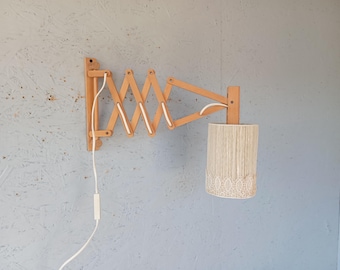 Vintage Danish Scissor Wall Lamp: Translandia Wooden Accent Light