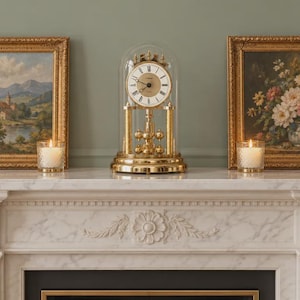 Vintage German Anniversary Clock, J Schrenk Quartz Dome Clock, West Germany Mantel Clock.