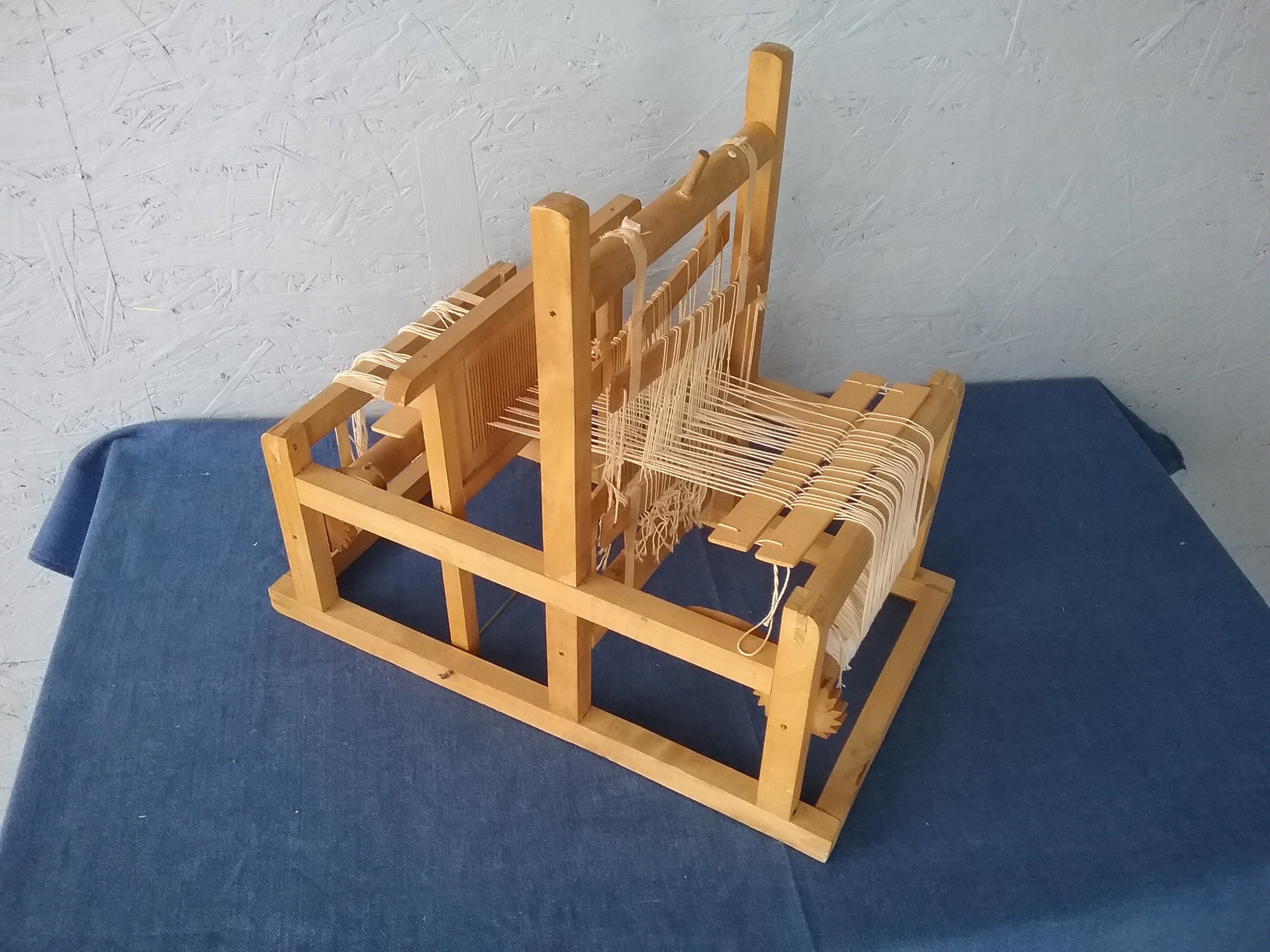 Scandinavian Vintage Wooden Weaving Loom, Table Weaving Loom, Children