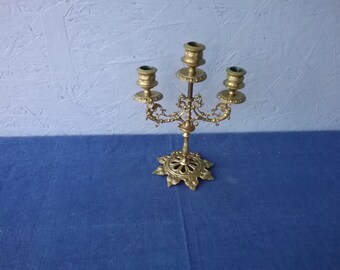 Antique Brass Candelabra for 3 Candles, Decorative Candelabra, Ornamental Candelabra, Housewarming Gift