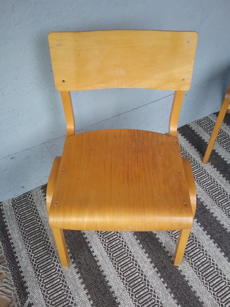 1 of 4 Swedish mid-century modern maple stacking chairs, 1960s bentwood and plywood chair, Scandinavian chairs zdjęcie 6