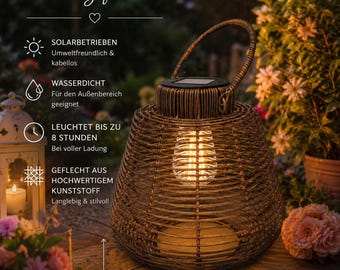 Solar light, woven design, 30 cm LED garden lamp, waterproof solar lamp, outdoor lantern, patio, balcony decorative light