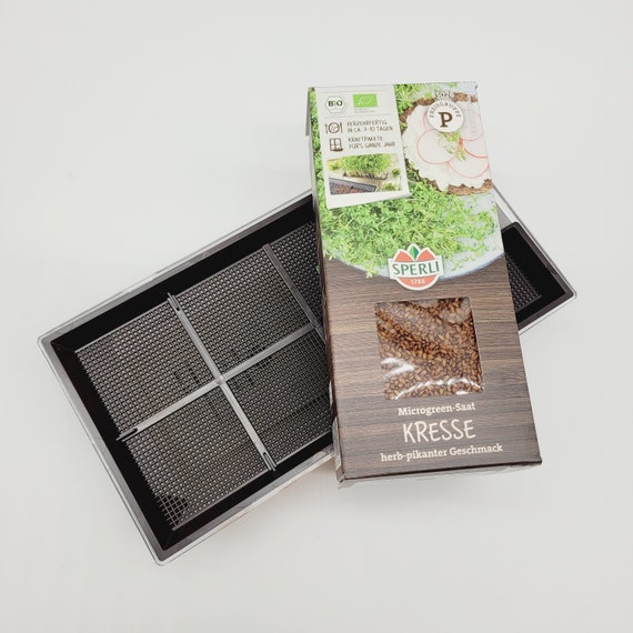 BIO Microgreen Grow Kit, Anzuchtset Sprossenbox Auzuchtsbox Box für Keimlinge vegan vegatarische Ernährung Kresse Salatrauke