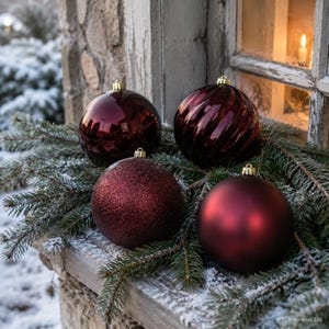 Weihnachtskugeln dunkelrot