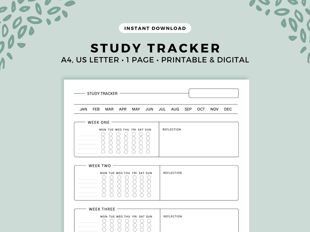 Printable Study Log | Study Log Sheet | Monthly & Weekly Study Tracker ...