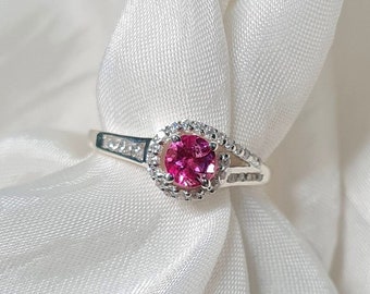 Pink Tourmaline Ring-925 Silver Ring-Sterling Silver Ring-Minimalist Ring-October Birthstone Ring-Pink Stone Ring-Stacking Ring Dainty Ring.