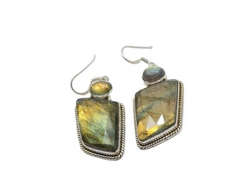 Labradorite Earrings 925 Sterling Silver Earrings Labradorite Gemstone Earrings Jewelry Handmade Earrings Labradorite Jewelry Gift For Her.