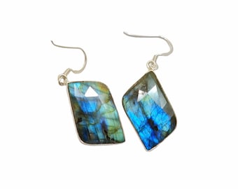 Labradorite Earrings 925 Sterling Silver Earrings Labradorite Gemstone Earrings Jewelry Handmade Earrings Labradorite Jewelry Gift For Her.