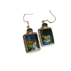 Labradorite Earrings 925 Sterling Silver Earrings Labradorite Gemstone Earrings Jewelry Handmade Earrings Labradorite Jewelry Gift For Her.