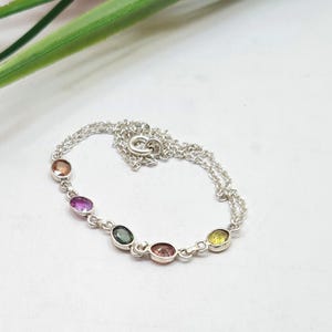 Sapphire Armband Silber 925, Kette Link Edelstein Armband, Natürliche Multi Sapphire Armband Stretch, Geschenk für Freunde, Tochter.