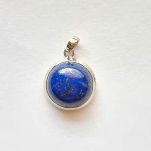 Natural Lapis Lazuli Gemstone Pendant- Blue Stone Pendant Solid 925 Sterling Silver Pendant- Handmade Statement Pendant Necklace Jewelry.