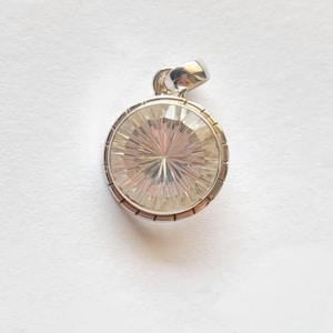 Unique Natural Crystal Quartz Pendant 925 Sterling Silver, Faceted Clear Quartz Pendant, Unisex Stone Pendant, Gemstone Gift For Father.