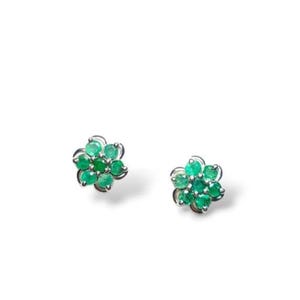 Natural Emerald Studs 925 Silver, Genuine Emerald Earrings, Precious Gift for Wife, Anniversary, Wedding, Birthday, Green Gemstone Earrings.