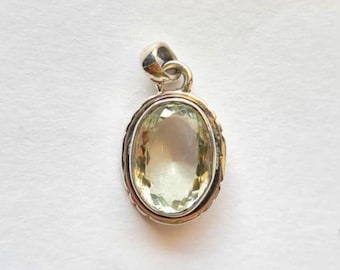 Prasiolite Silver Necklace, Natural Green Amethyst Sterling Silver Necklace, Handmade 925 Gemstone Necklace, Gift for her