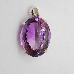 Amethyst Pendant~ 925 Sterling Silver Amethyst Pendant~ Natural Amethyst Very Big~ Purple Gemstone jewelry~ Handmade Amethyst Stone Gifts.