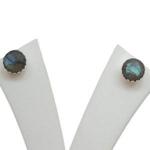 Labradorite Studs Earrings, Blue Labradorite Earrings, Silver Labradorite Post Earrings, Gemstone stud Birthday Gift for her, Gift for Mom