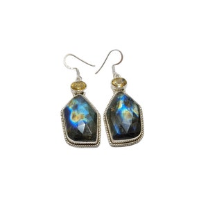 Labradorite Earrings 925 Sterling Silver Earrings Labradorite Gemstone Earrings Jewelry Handmade Earrings Labradorite Jewelry Gift For Her.