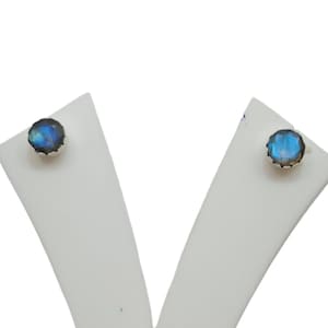Labradorite Studs Earrings, Blue Labradorite Earrings, Silver Labradorite Post Earrings,  Gemstone stud Birthday Gift for her, Gift for Mom