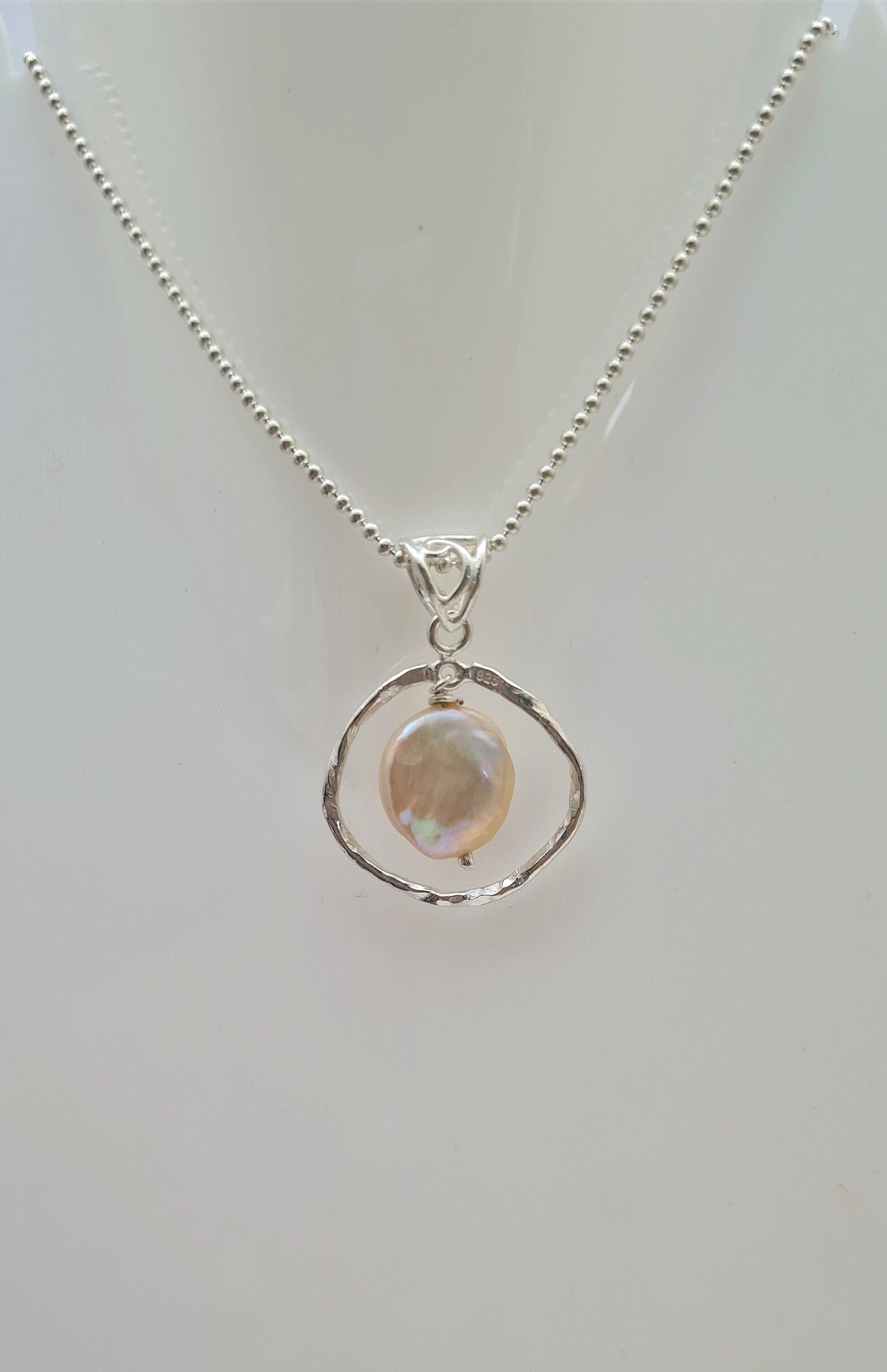 Sterling Silver Freshwater Pearl Pendant Necklace, Natural Baroque Freshwater Pearl Pendant, Pearl and Silver Necklace, Gift For Mother.