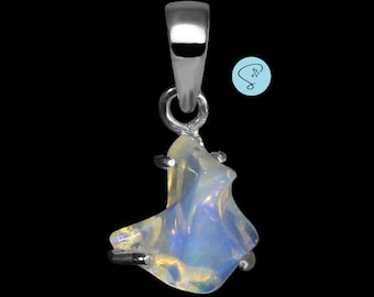 Raw Opal Necklace Sterling Silver, Natural Ethiopian Raw Opal Pendant Necklace, Rough Opal Pendant, Raw Opal, Charm Crystal, Gift For Mom.