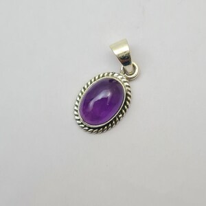 Handmade Amethyst Pendant Sterling Silver~ Natural Amethyst Cabochon Pendant ~ Purple Amethyst Pendant~ Amethyst Gemstone Pendant Silver.