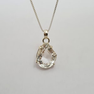 Natural Crystal Quartz Pendant Sterling Silver, Fancy Unique Faceted Rock Crystal Pendant, Unisex Stone Pendant, Gemstone Gift For Father.