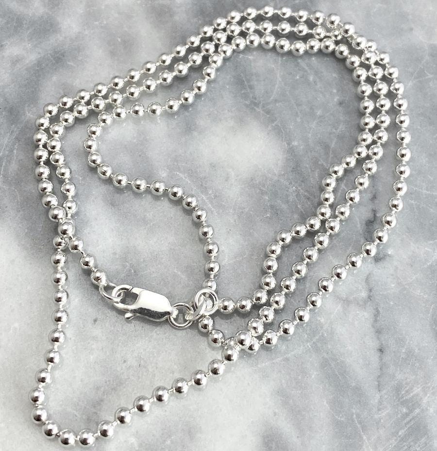 Silver Graduated Beaded Ball Chain Necklace