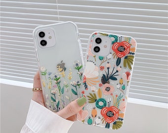 Coque iPhone tendance à motif floral pour iPhone 15/14/13/12/11 Pro Mini Pro Max