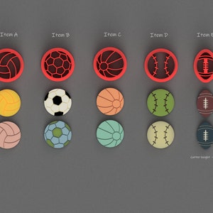 Sport balls with Emboss Outline Polymer Clay Jewelry Cutters