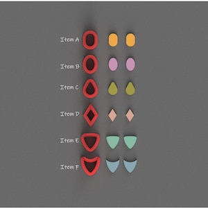 Studs Style set3  to Match Any Earring Styles Polymer Clay Cutters - Jewelry making - Clay Cutters