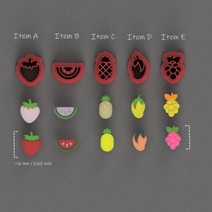 Fruits with Emboss Lines Polymer Clay Jewelry Cutters