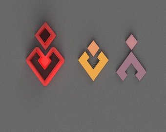 Rhombus Cut Combo (2 pieces) Polymer Clay Cutter for making amazing earring styles - Jewelry making