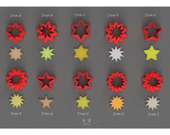 Star Shaped Cutter- Polymer Cutter - 3D Printed Cutter - Jewelry making - Clay Cutters - Polymer Clay Cutters - Celestial bodies