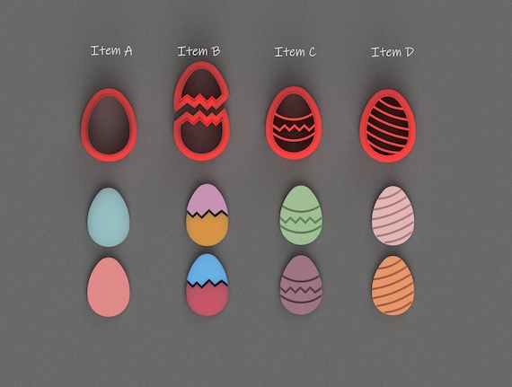 Easter Shapes Embossing Cookie or Clay Cutters Easter Shapes Embossing Cookie or Clay Cutters