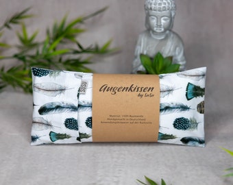 Eye pillow white feathers yoga meditation relaxation home office lavender sandalwood cotton vegan