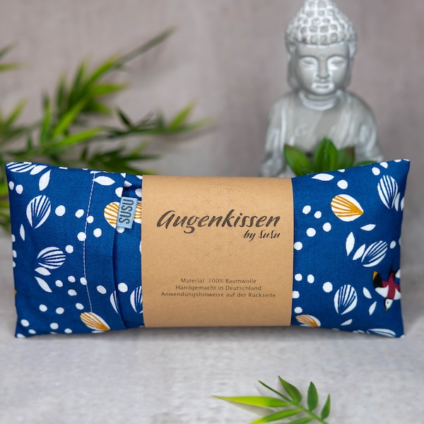 Augenkissen blau königsblau Schwalben Yoga Meditation Entspannung Homeoffice Lavendel Sandelholz Baumwolle vegan