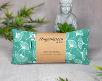 Augenkissen petrol Ginkgo Yoga Meditation Entspannung Homeoffice Lavendel Sandelholz Baumwolle vegan