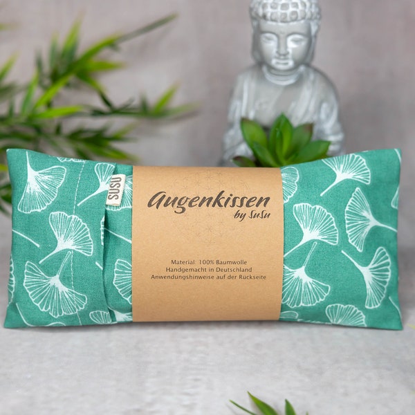 Augenkissen petrol Ginkgo Yoga Meditation Entspannung Homeoffice Lavendel Sandelholz Baumwolle vegan