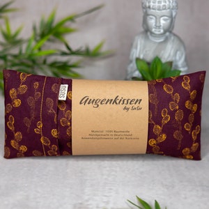 Eye pillow bordeaux leaves yoga meditation relaxation home office lavender sandalwood cotton vegan