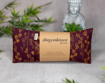 Eye pillow bordeaux leaves yoga meditation relaxation home office lavender sandalwood cotton vegan