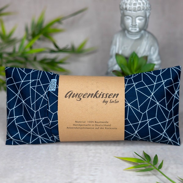 Augenkissen blau geometrisch grafisch Yoga Meditation Entspannung Homeoffice Lavendel Sandelholz Baumwolle vegan