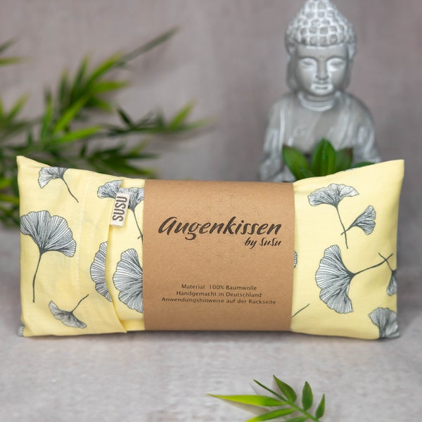 Augenkissen gelb Ginkgo Yoga Meditation Entspannung Homeoffice Lavendel Sandelholz Baumwolle vegan