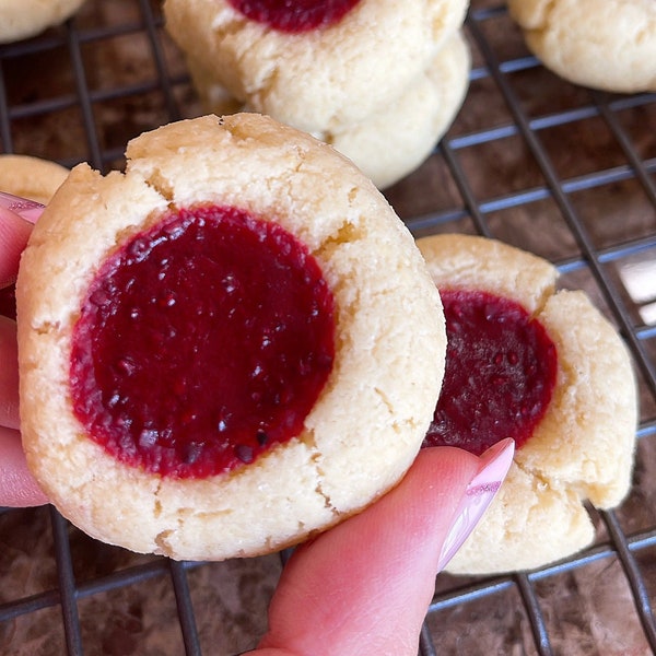 keto strawberry thumbprint cookie - only 1 net carb each - Low carb, Sugar Free, Gluten Free, Diabetic, ketogenic, guilt free