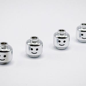 Lego Chrome Silver Plated Smile Face Head x4 New!!