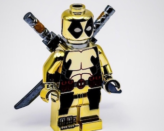 Lego Chrome Gold Deadpool Minifigure Super Heroes Marvel X Men Wolverine New!!