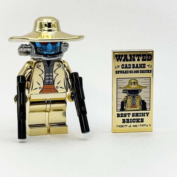 Lego Chrome Gold Cad Bane MiniFigure Star Wars + Tile and Guns New!!                                                LIMITED EDITION