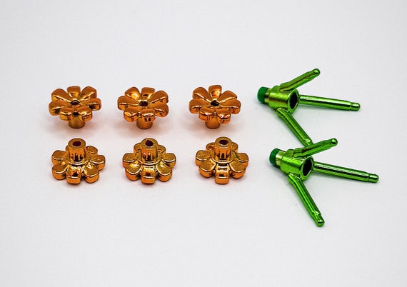 Lego Chrome Orange/green 6269971 Plant Stem 32606 Flower Petals X2