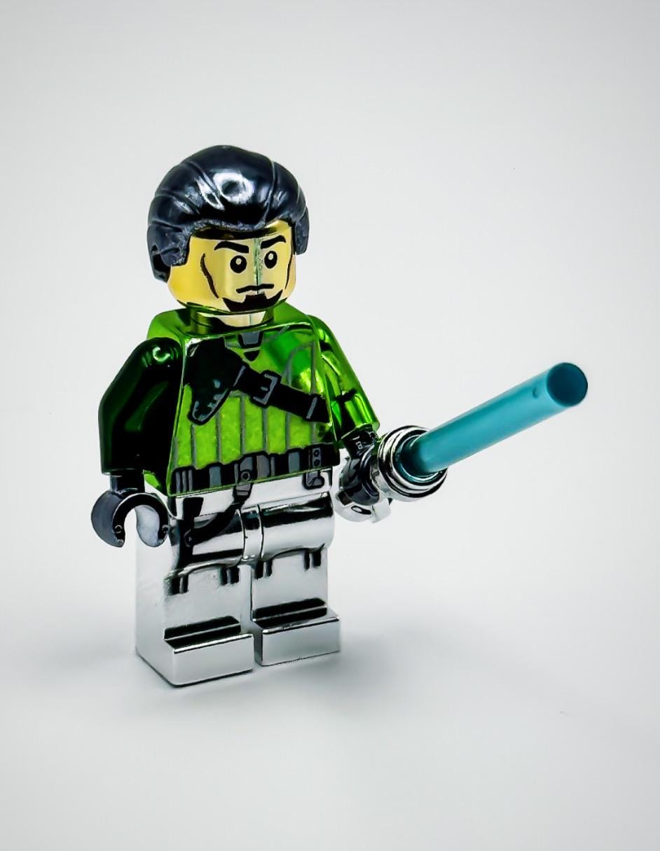 Lego Chrome Green Kanan Jarrus Minifigure Star Wars + Weapon New