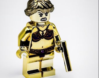 Lego Chrome Gold Plated Princess Leia Minifigure Star Wars New!!