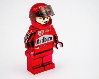 Lego Chrome Red M Schumacher MiniFigure Ferrari Formula 1 Racing Driver F1 New!!